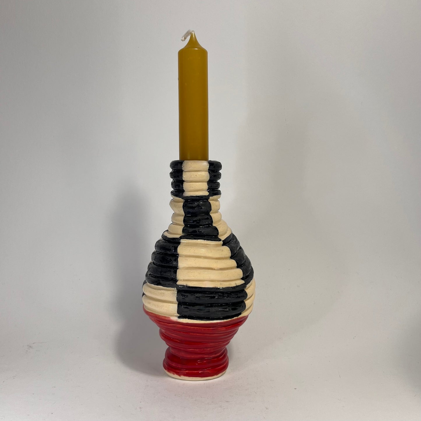 Kandelaar zwart/wit en rood