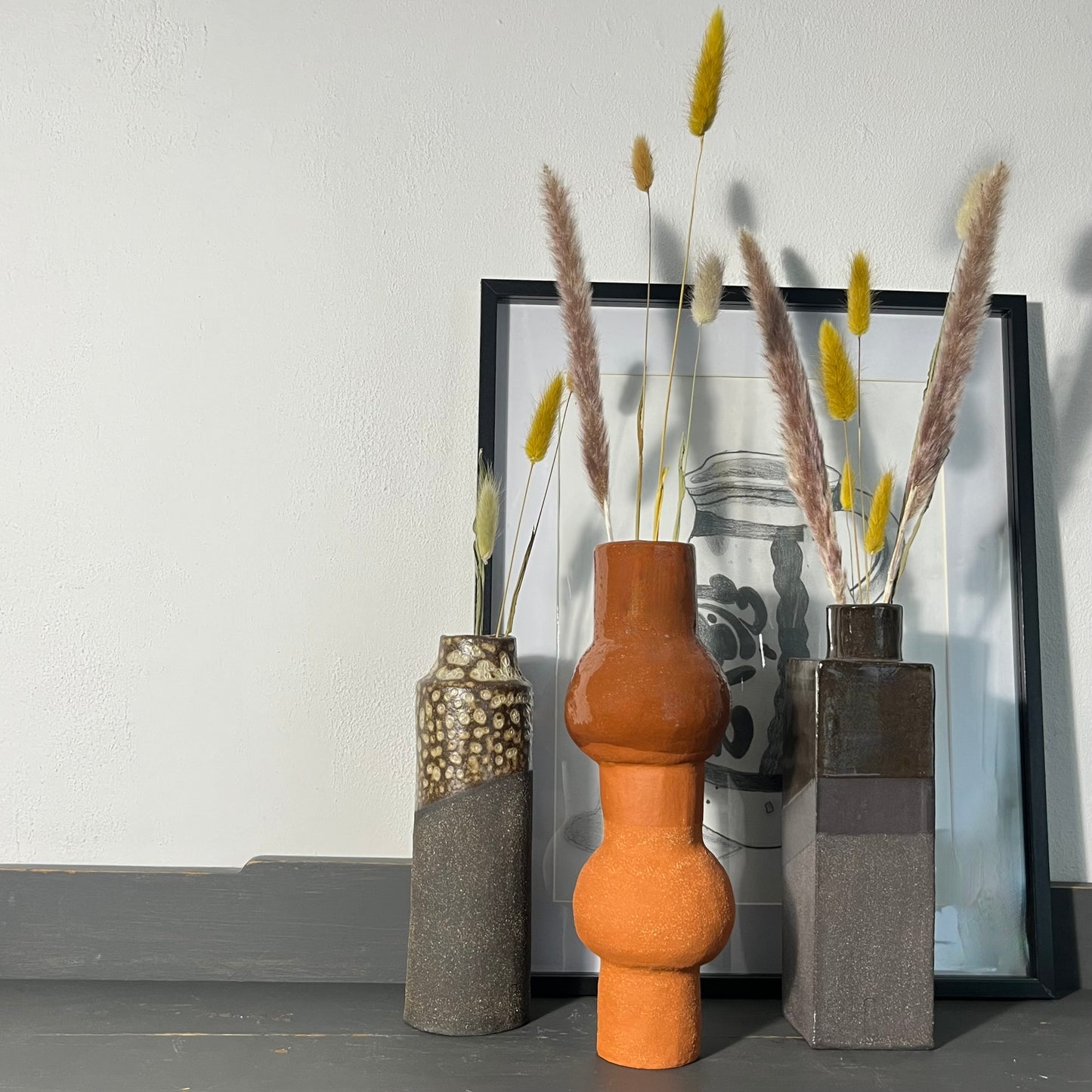 Vaas vierkant met zwarte klei