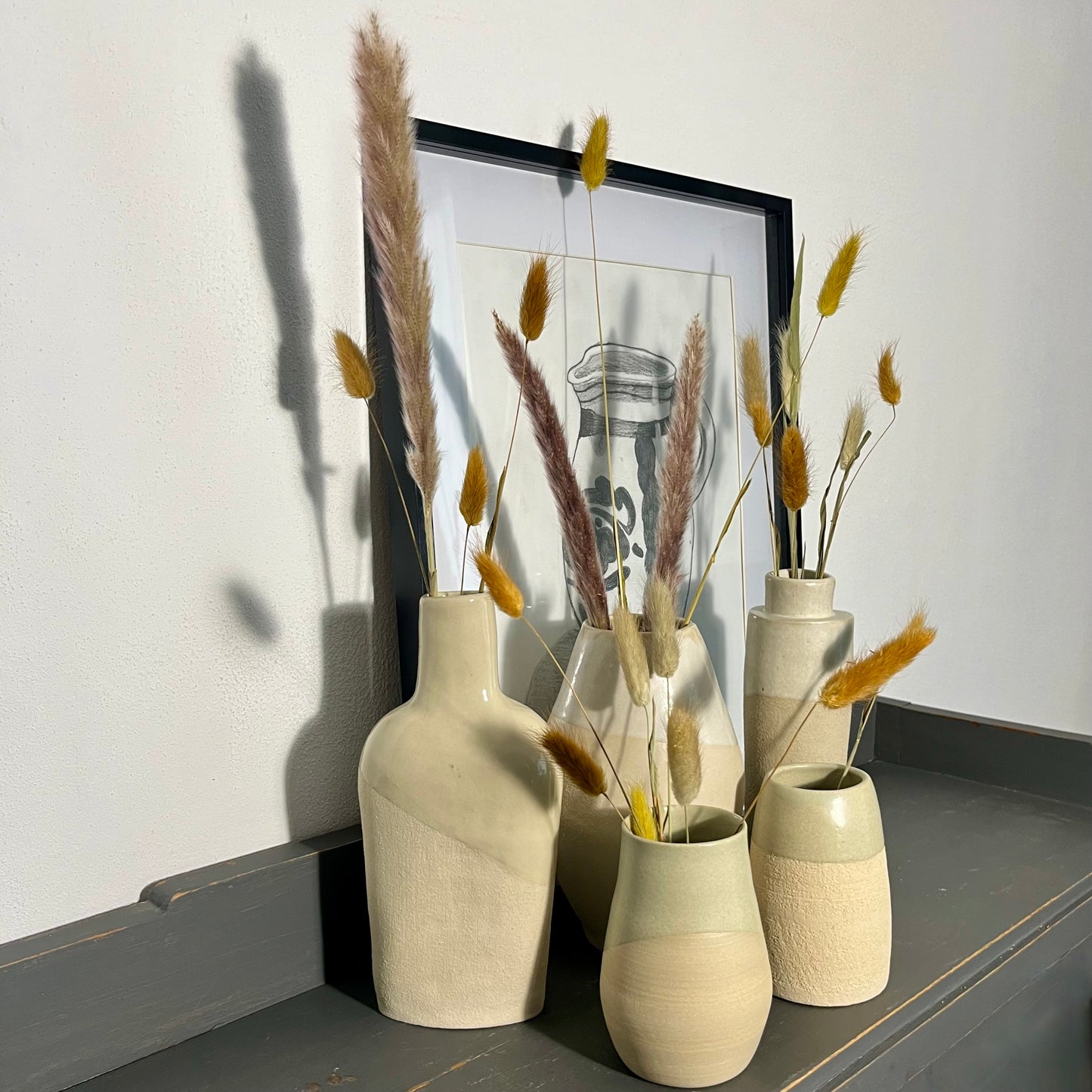 Vaas fles met witte klei