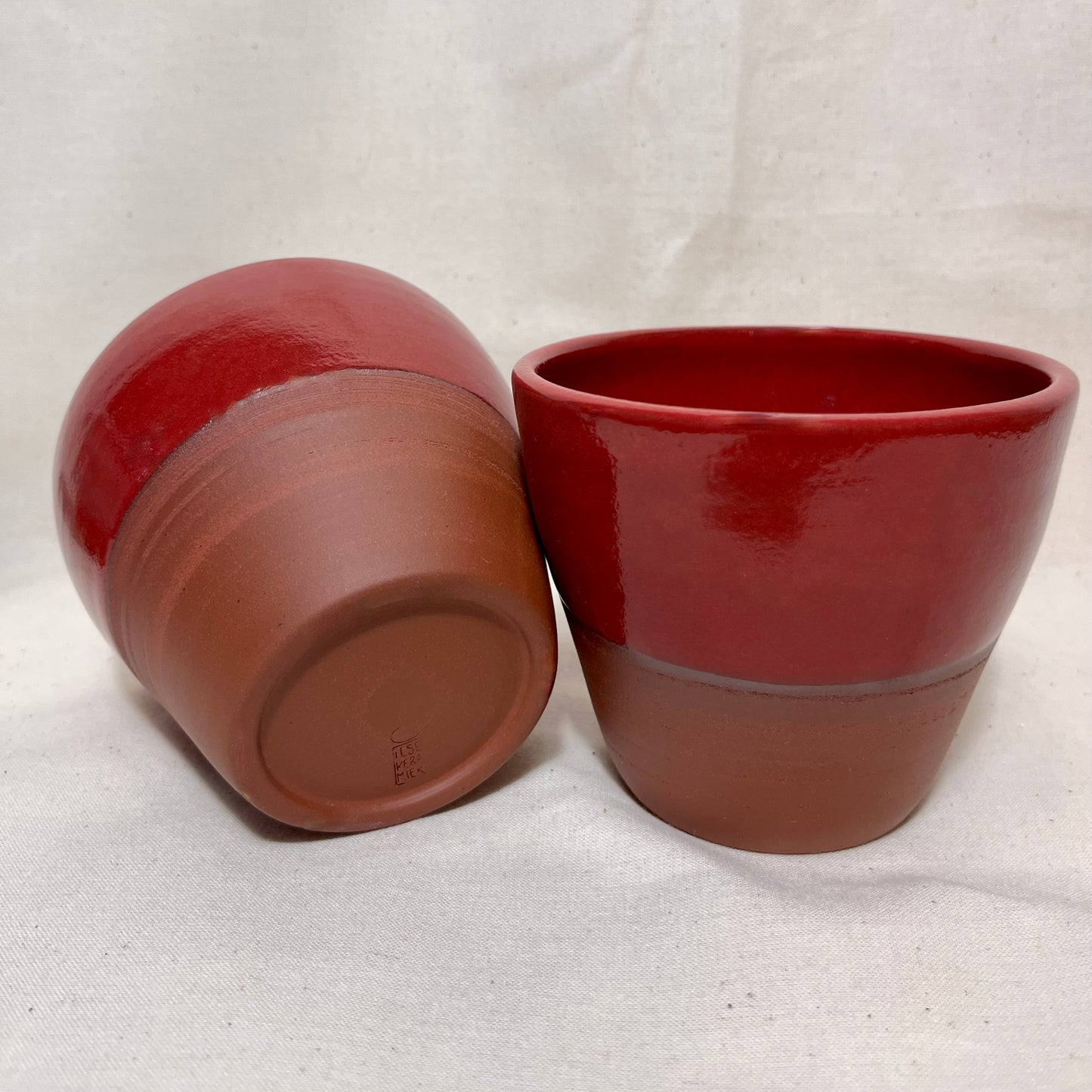Koffiekopje rood met rode klei