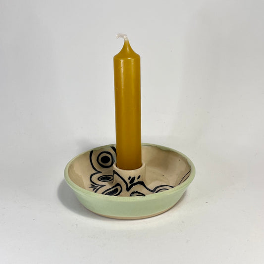Kaarsenhouder retro wit en lichtgroen