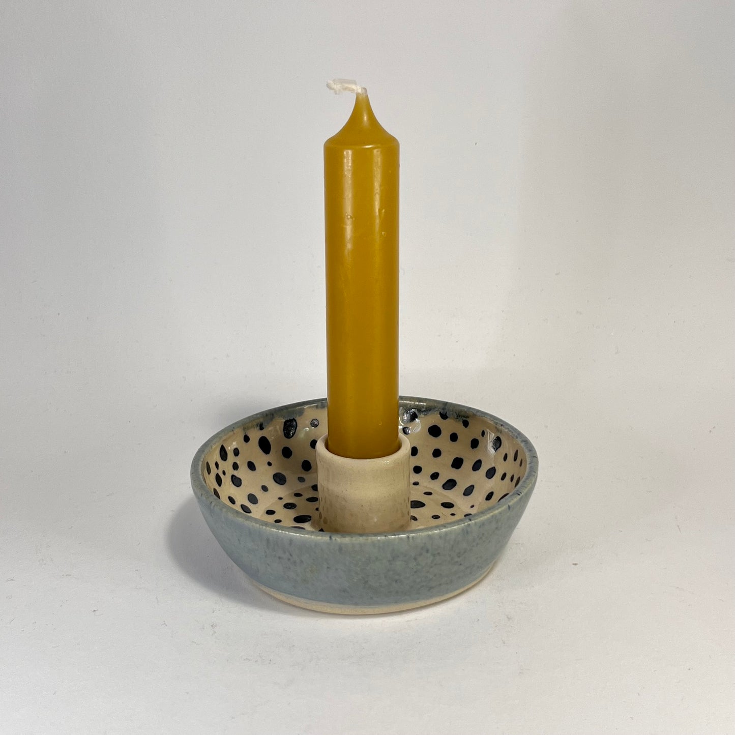 Kaarsenhouder stippen, wit en mat lichtblauw