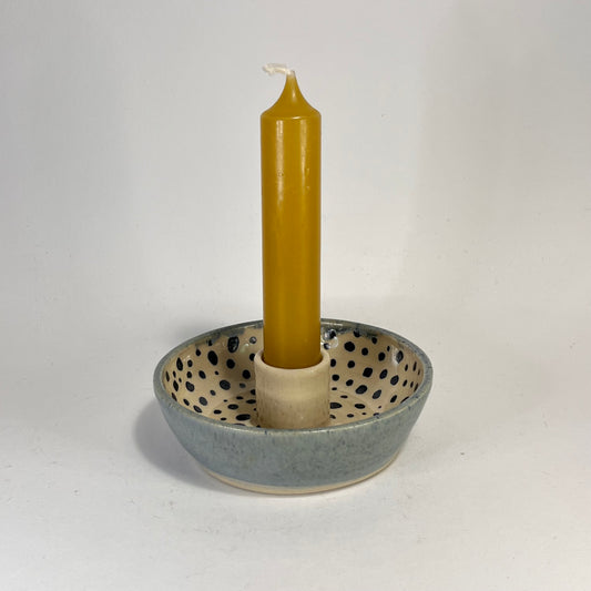 Kaarsenhouder stippen, wit en mat lichtblauw