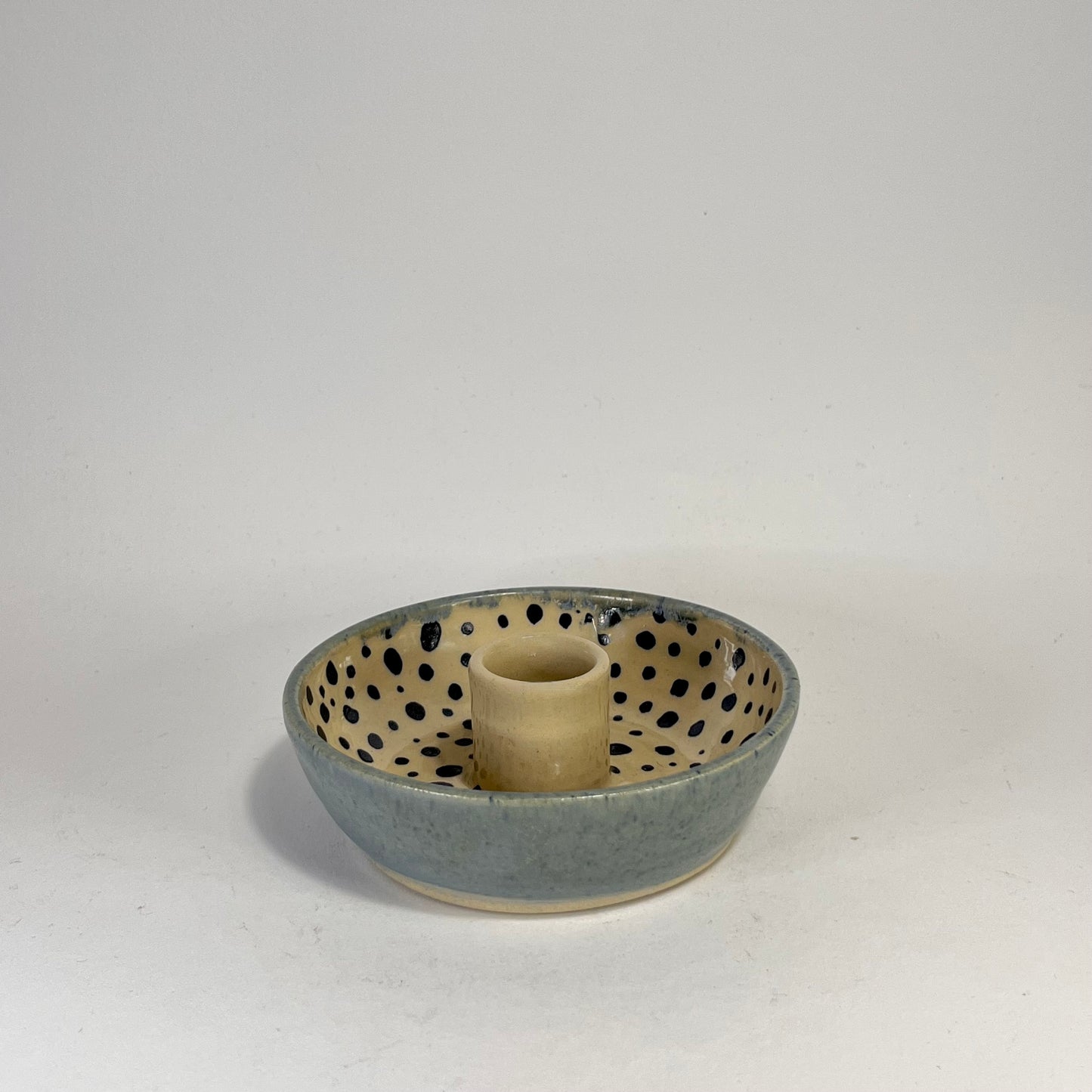 Kaarsenhouder stippen, wit en mat lichtblauw