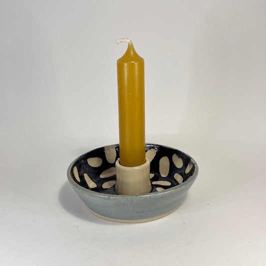 Kaarsenhouder stippen, wit en mat lichtblauw