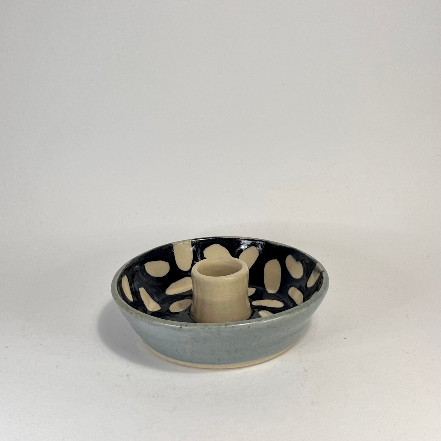 Kaarsenhouder stippen, wit en mat lichtblauw