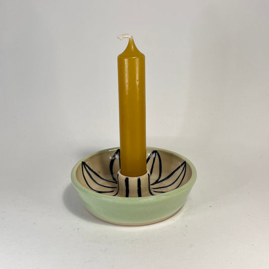 Kaarsenhouder bloem wit en lichtgroen