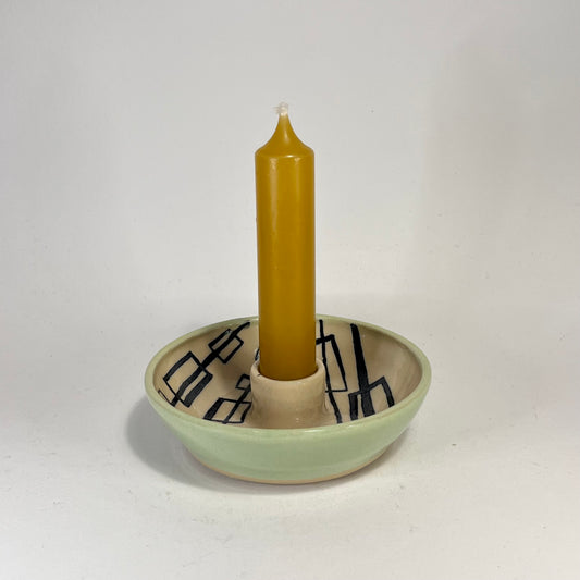Kaarsenhouder retro wit en lichtgroen