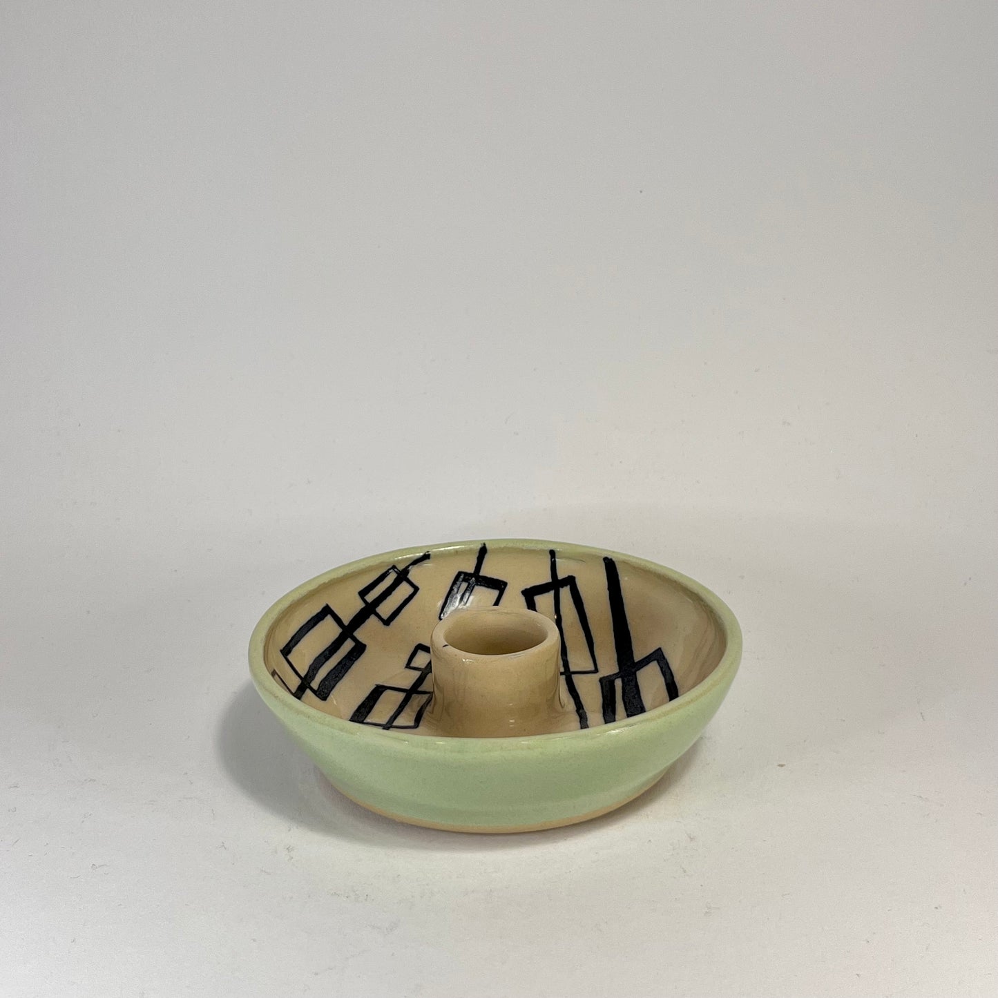 Kaarsenhouder retro wit en lichtgroen