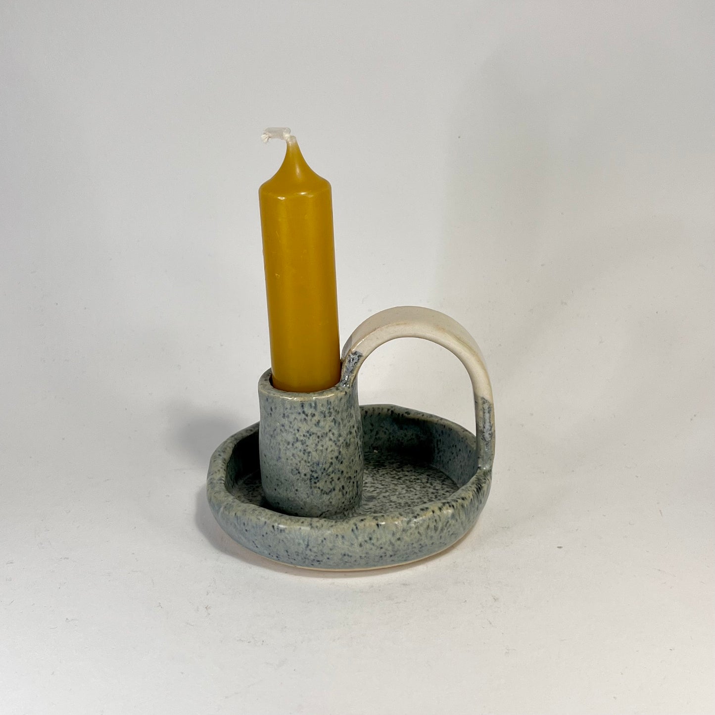 Kleine kandelaar mat blauw en wit