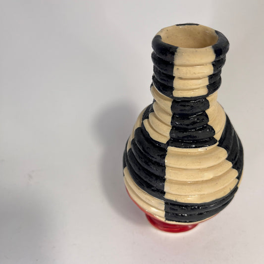 Kandelaar zwart/wit en rood