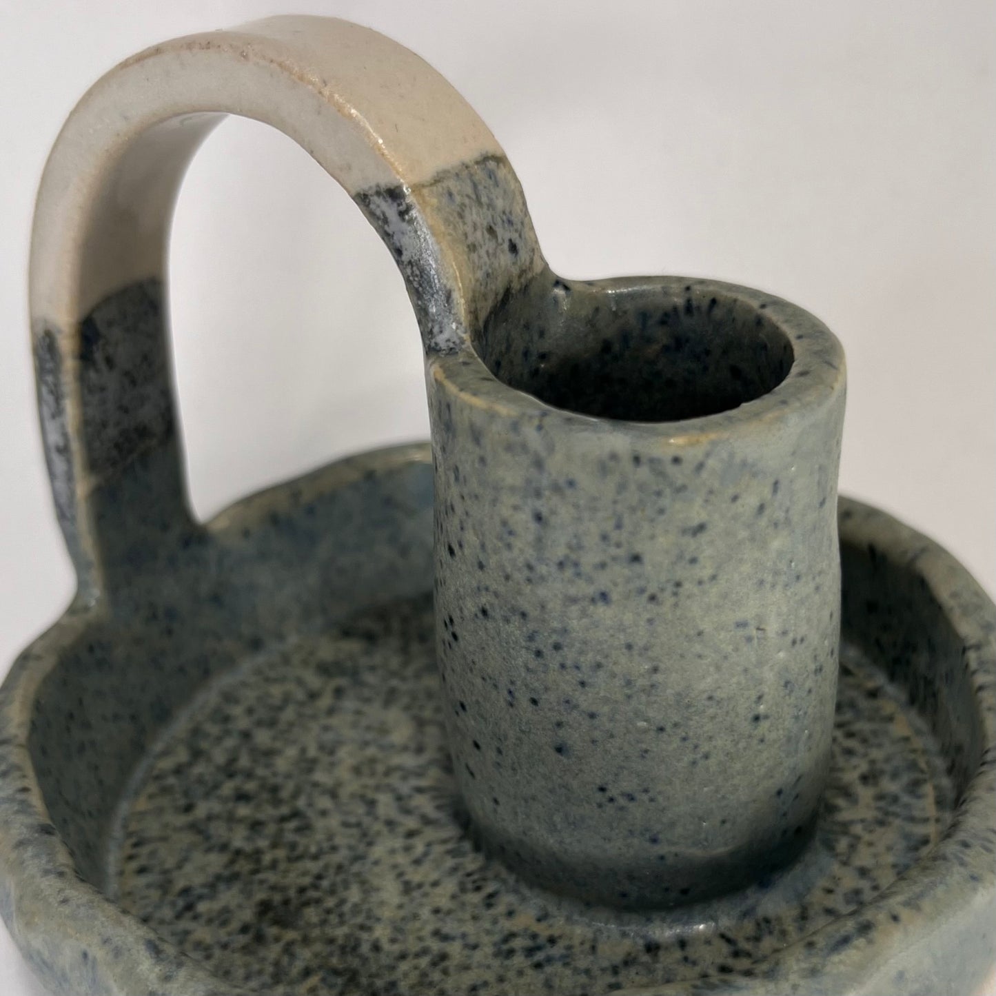 Kleine kandelaar mat blauw en wit