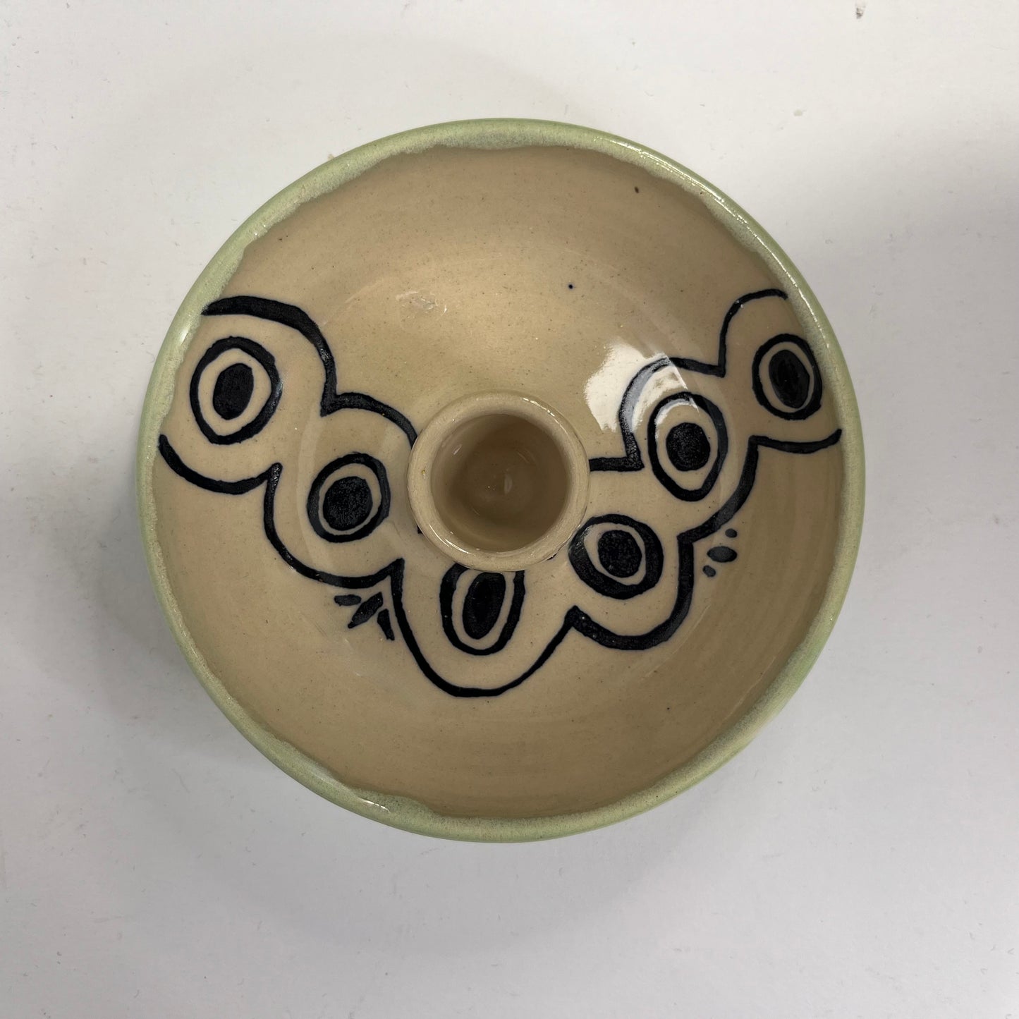 Kaarsenhouder retro wit en lichtgroen