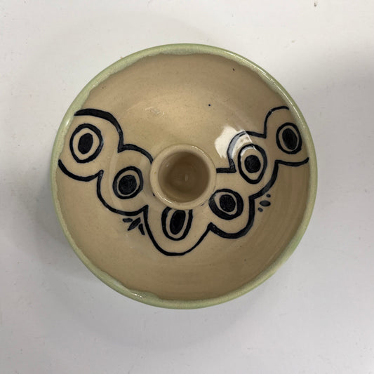 Kaarsenhouder retro wit en lichtgroen