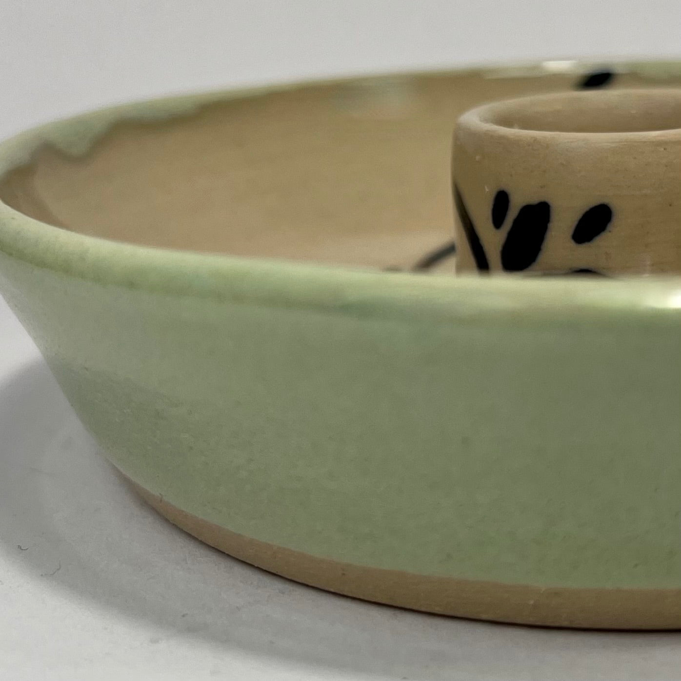 Kaarsenhouder retro wit en lichtgroen