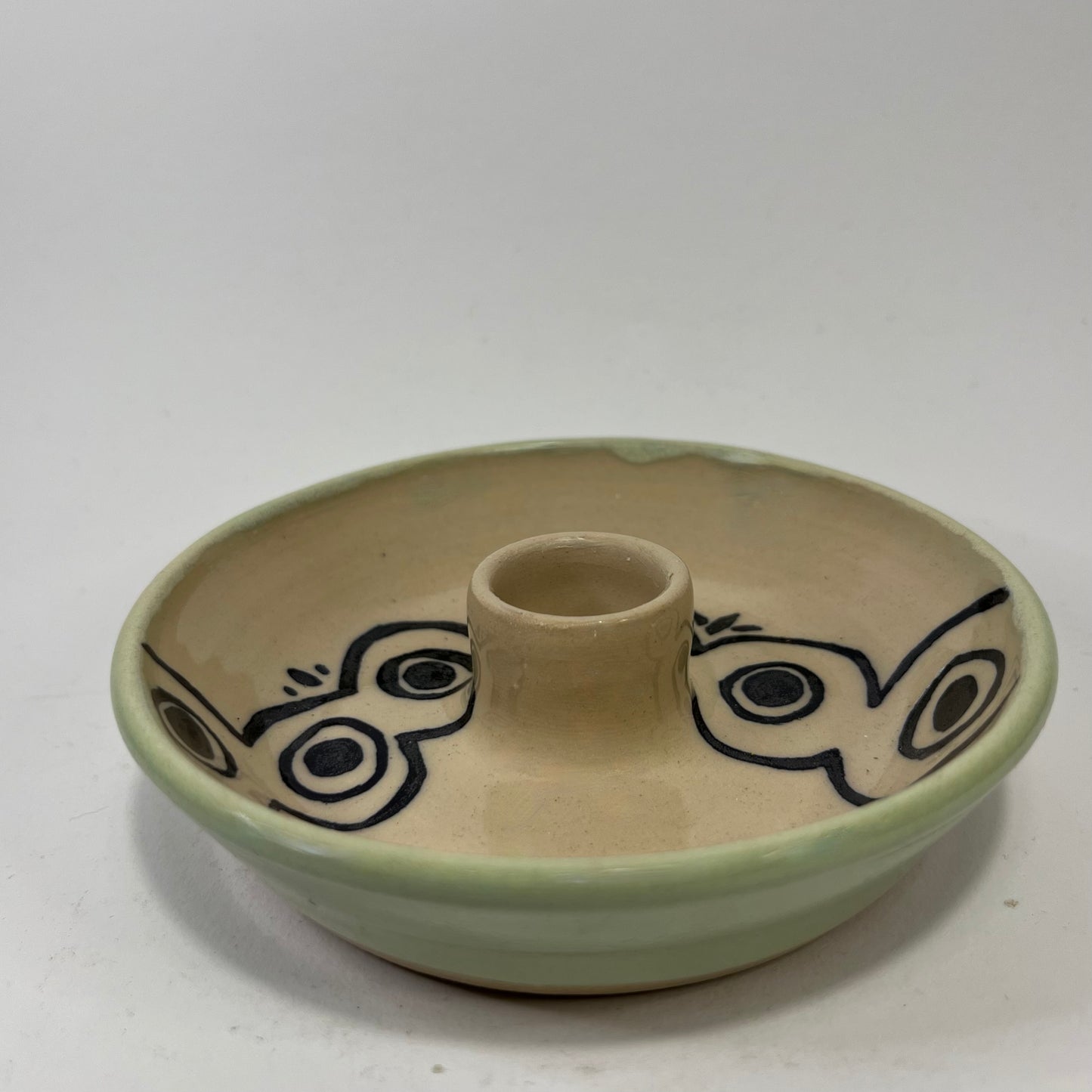 Kaarsenhouder retro wit en lichtgroen