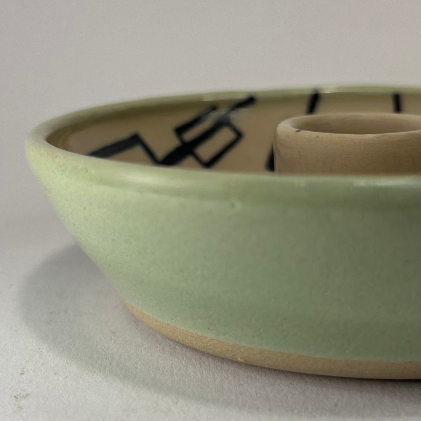 Kaarsenhouder retro wit en lichtgroen