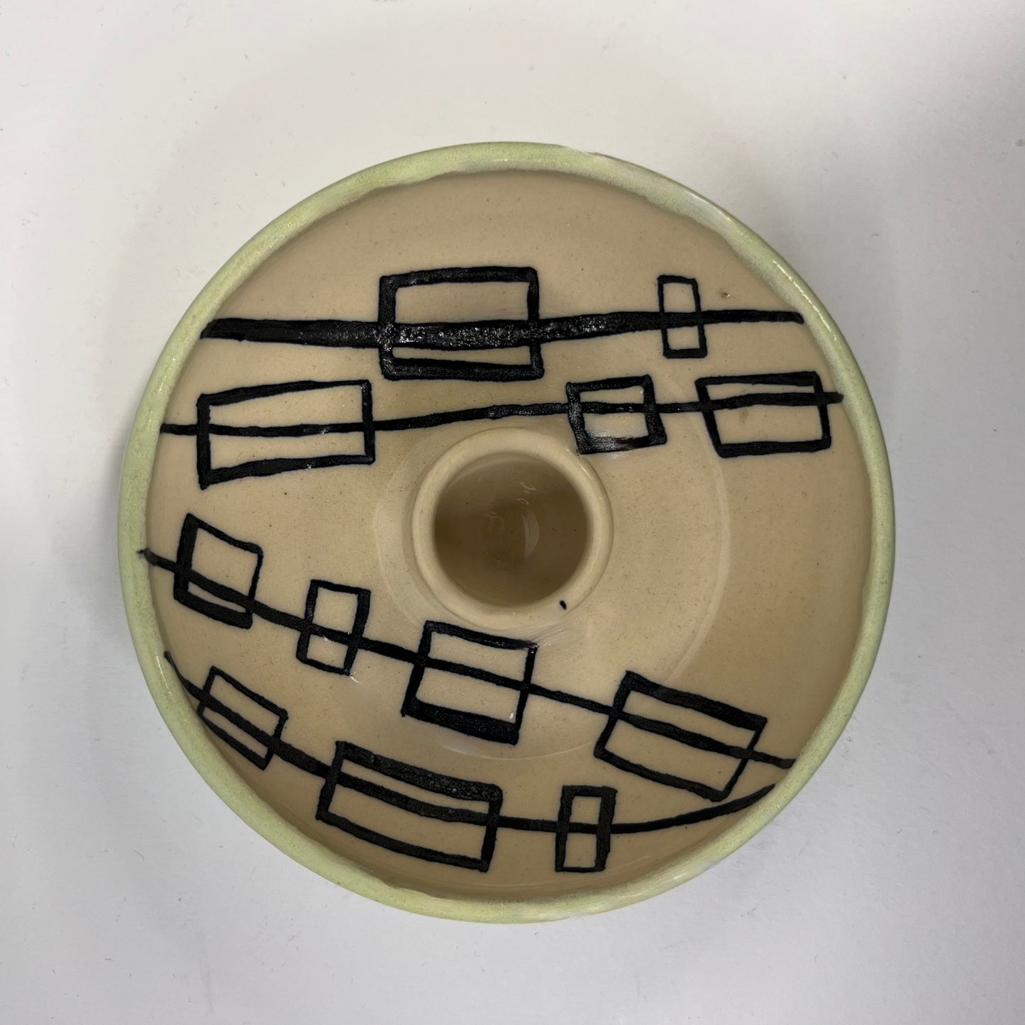 Kaarsenhouder retro wit en lichtgroen