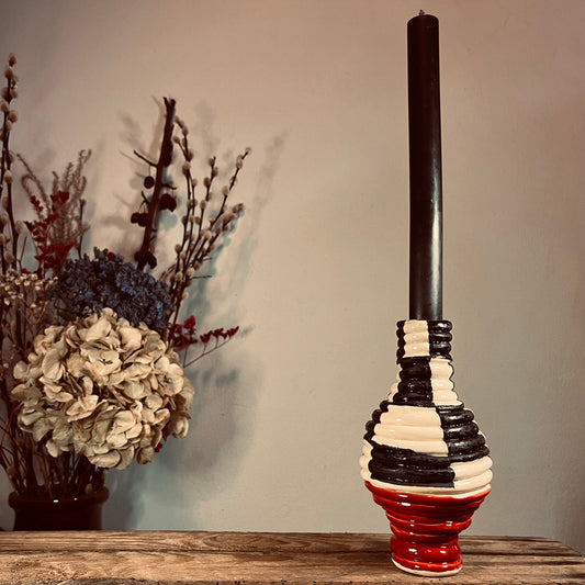 Kandelaar zwart/wit en rood