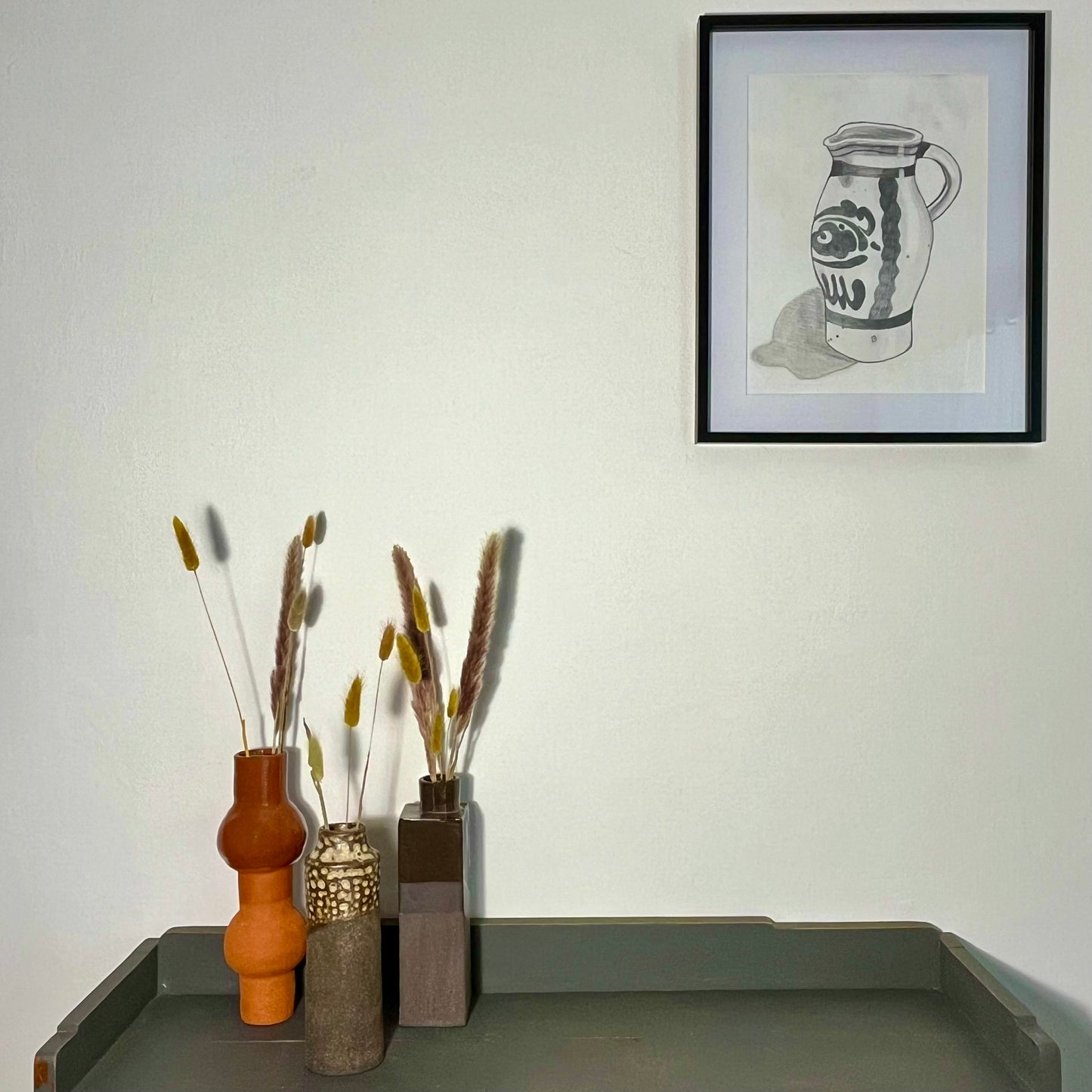 Vaas fles met zwarte klei