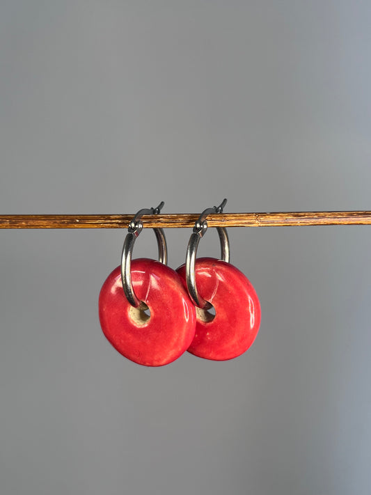 Oorbellen donut rood