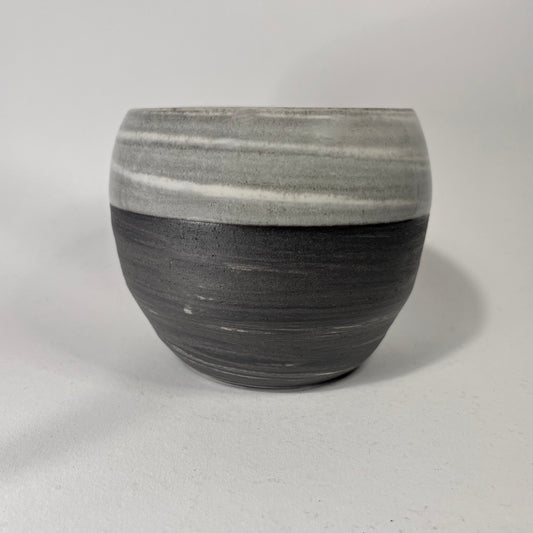 Bloempot bol, zwart/wit, Ø 12 x 10