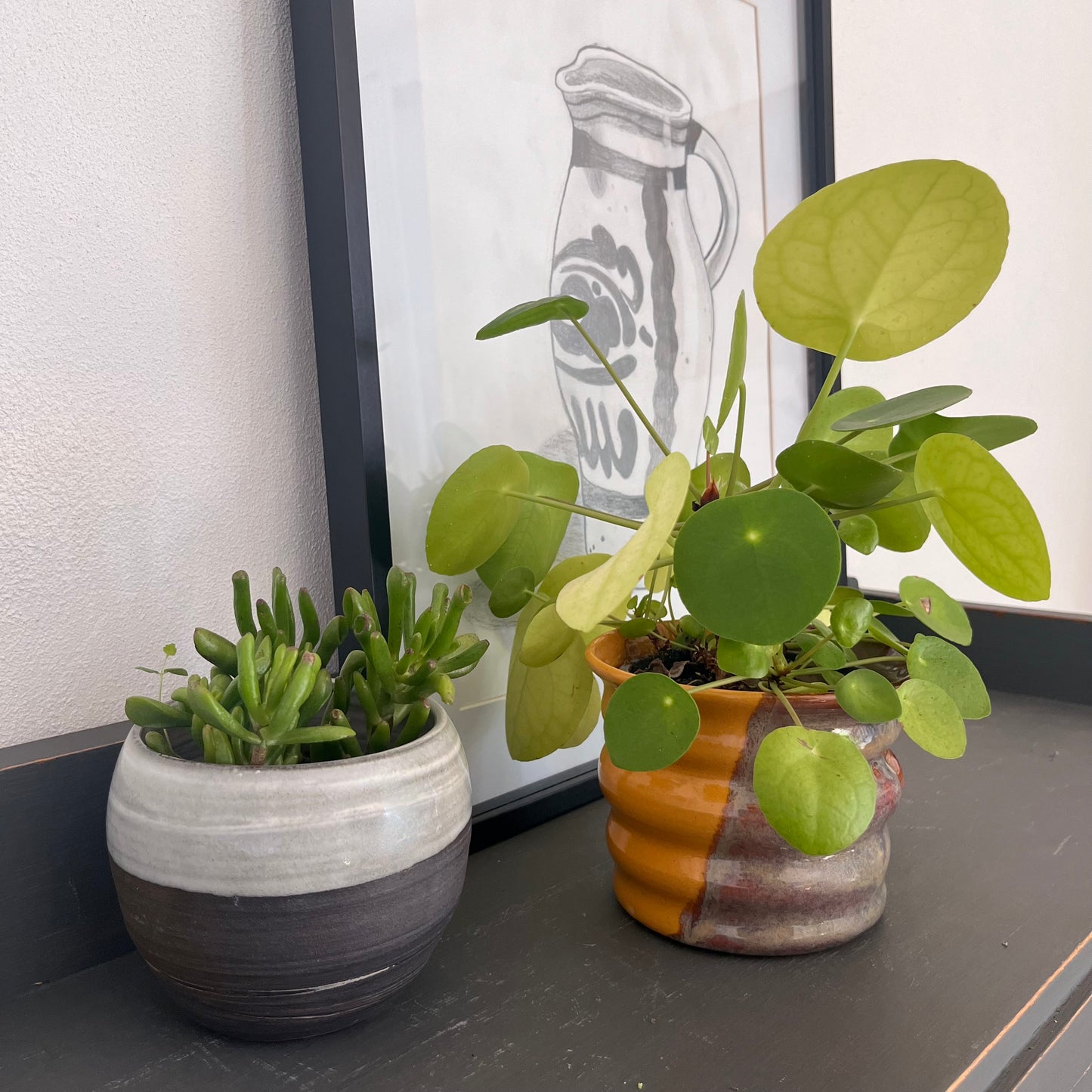 Bloempot bol, zwart/wit, Ø 12 x 10