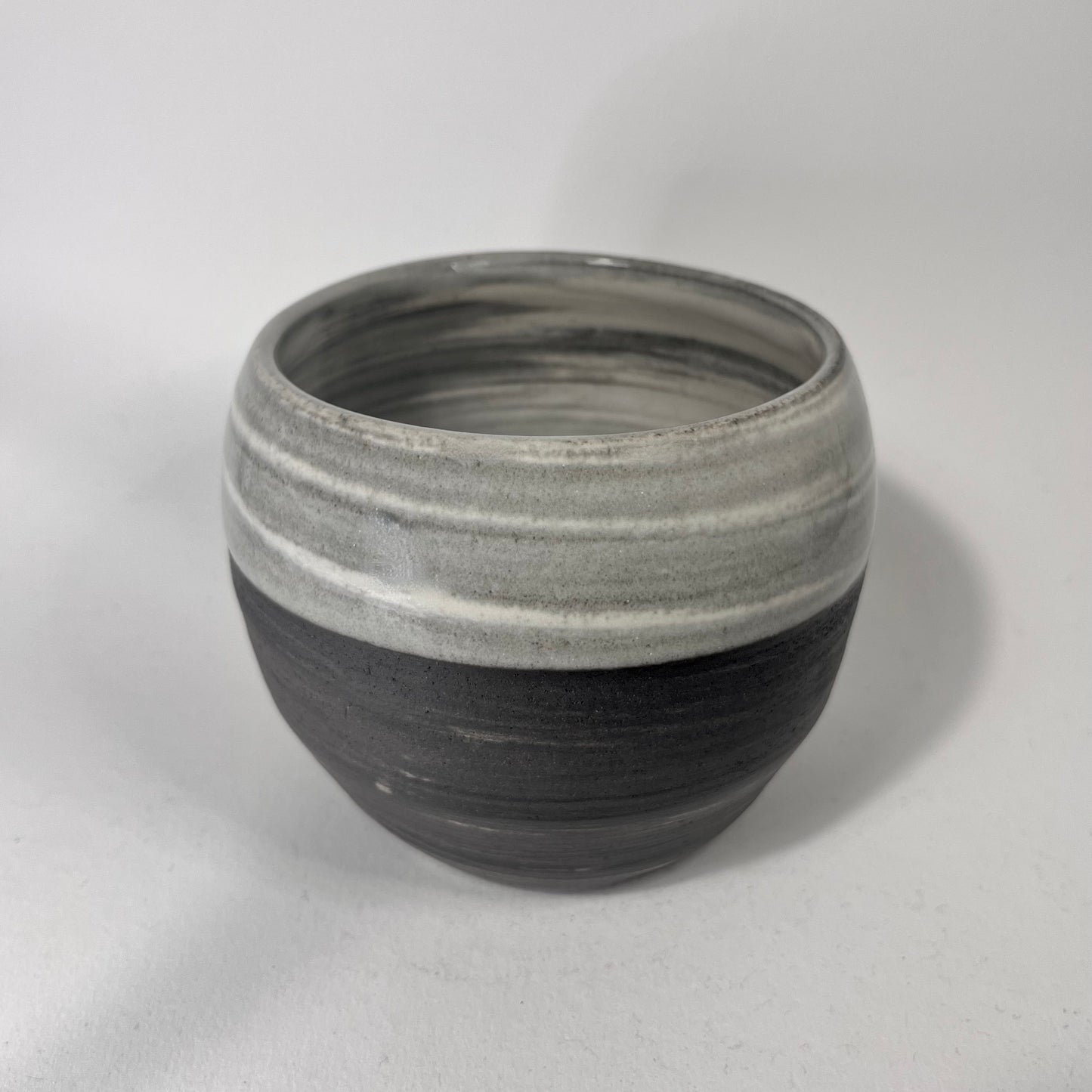 Bloempot bol, zwart/wit, Ø 12 x 10