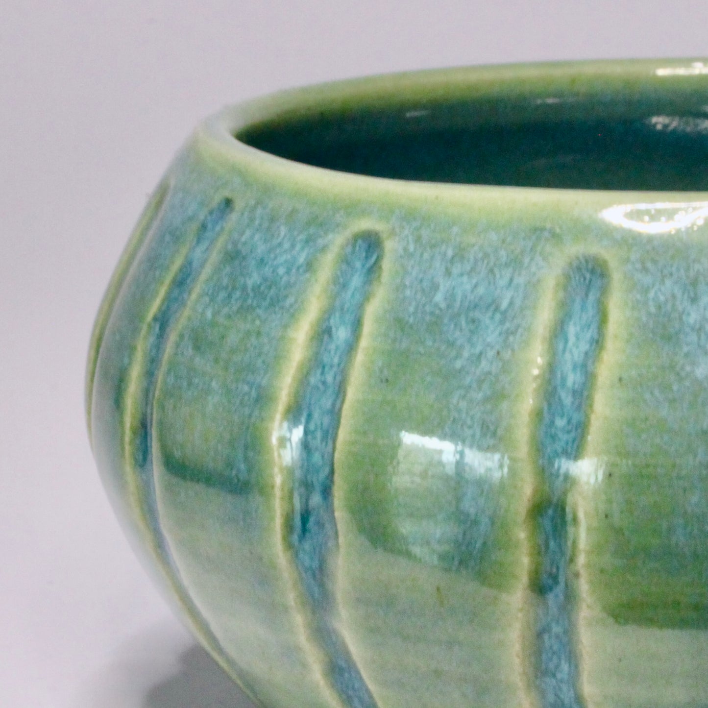 Voorraadpotje strepen turquoise met bondel