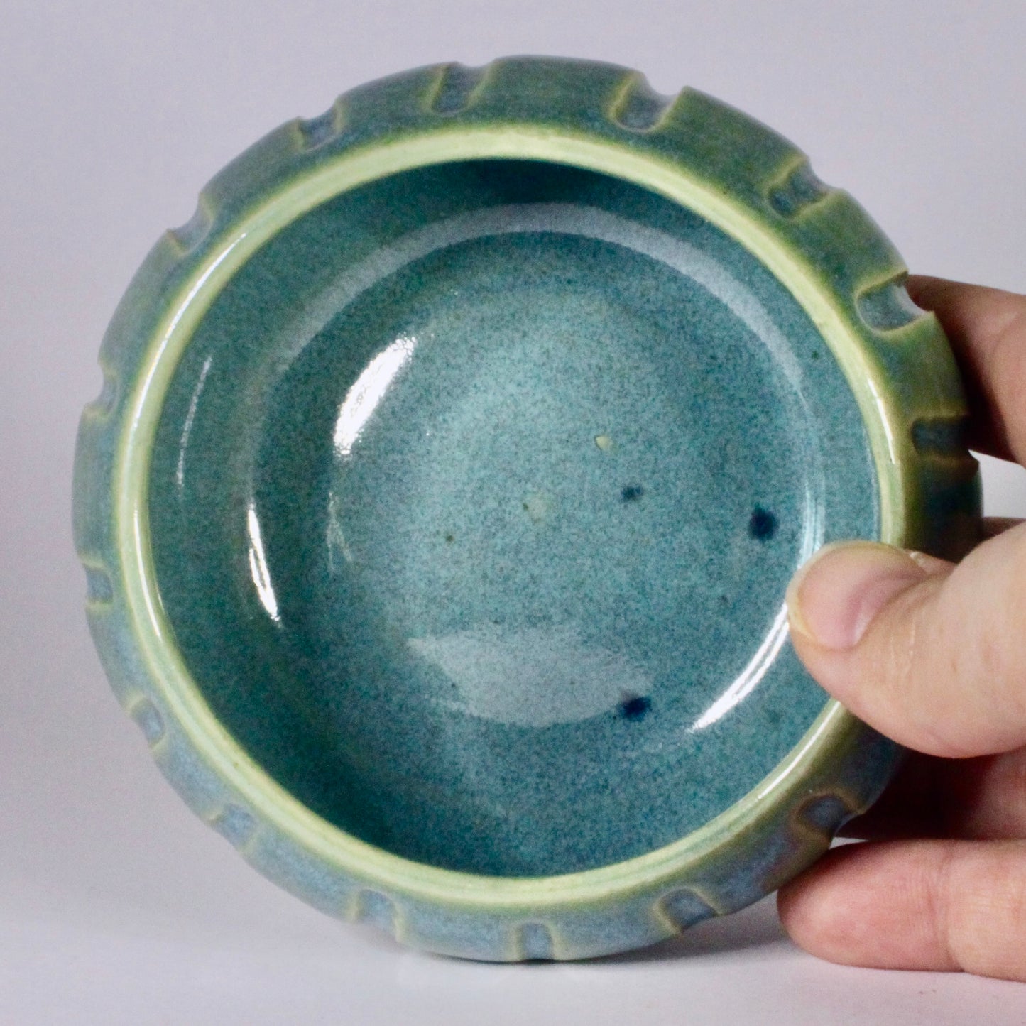 Voorraadpotje strepen turquoise met bondel