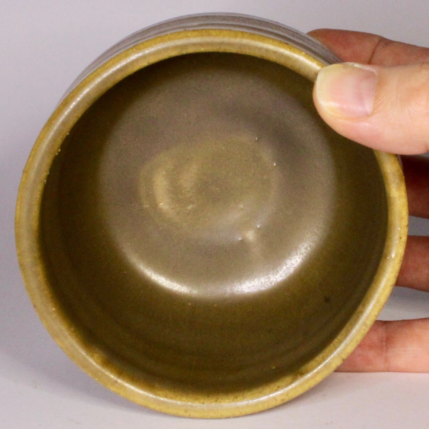 Voorraadpotje bruin en blauw met bondel